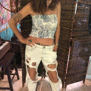 White ripped jeans